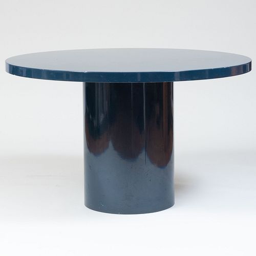 Italian Blue Lacquered Pedestal Table