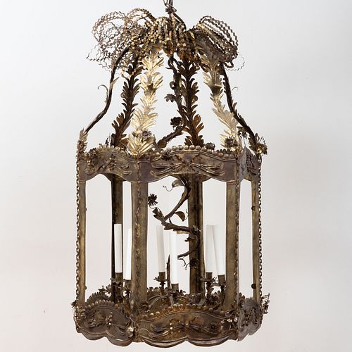 Large French Baroque Style Gilt-Tôle Six-Light Lantern