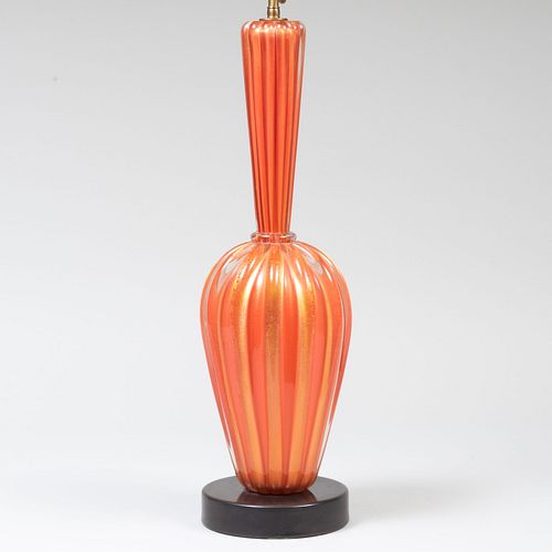 Murano Orange and Gold Glass Table Lamp
