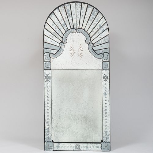Pair of Queen Anne Style Beveled and Cut Glass Pier Mirrors