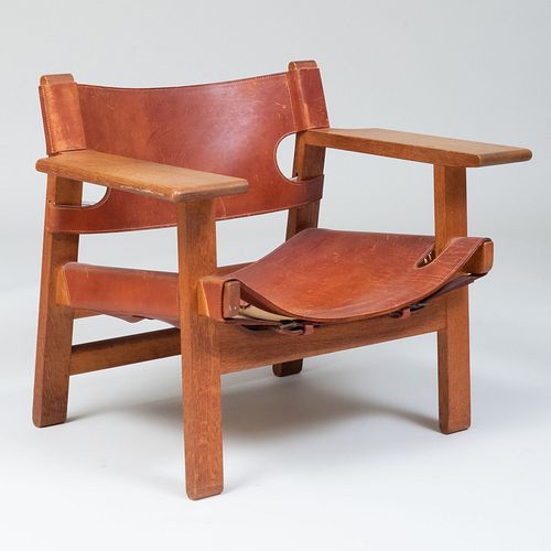 Borge Mogensen Oak and Leather 'Spainish' Chair 