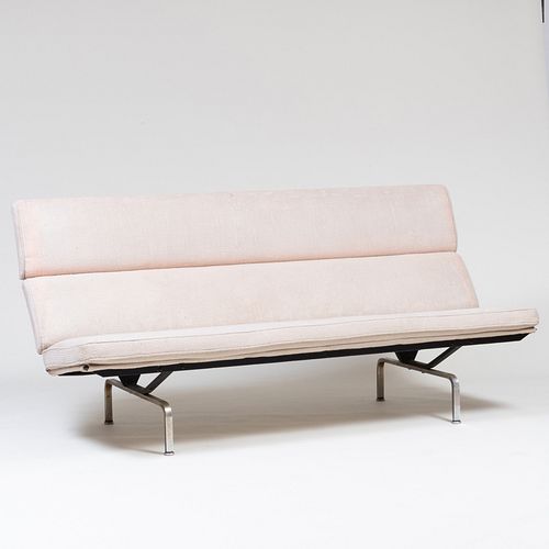 Charles and Ray Eames for Herman Miller Wool Upholstered and Chrome 'Compact' Sofa