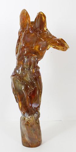 Martin Blank Amber Torso Art Glass Sculpture