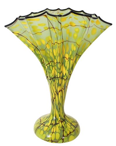 Art Nouveau Style Pleated Art Glass Vase