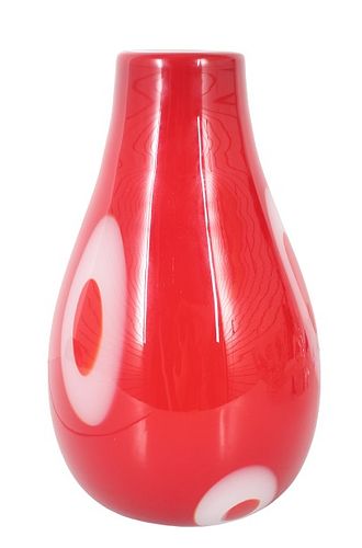 Red & White Art Glass Vase, Germany