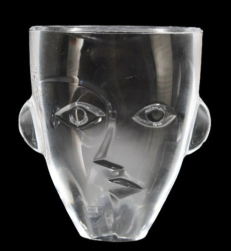Orrefors Nefertiti Child Crystal Head Paperweight