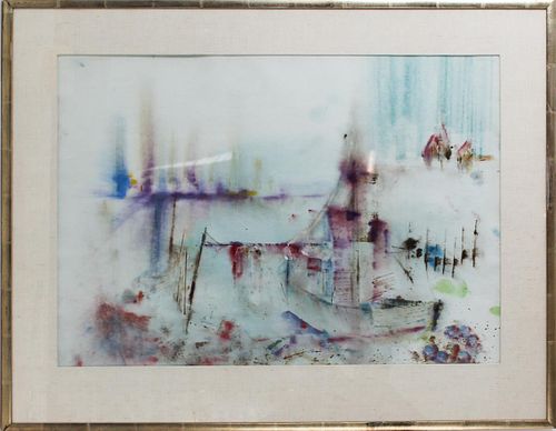 Large 20th C. American  Abstract Watercolor