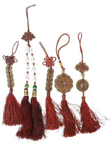 (5) Chinese Carved Pendant Tassels