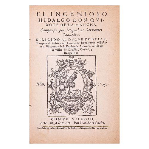 Cervantes Saavedra, Miguel de. El Ingenioso Hidalgo Don Quijote de la Mancha. Siglo XX. Edición facsimilar.  Piezas: 2.