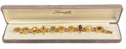 Krementz GF Semi Precious Stones Slide Charm Bracelet