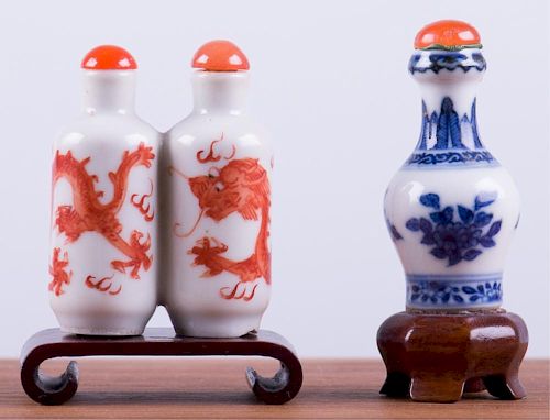 19th C Chinese Porcelain Snuff Bottles, Two (2)