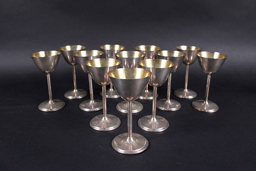 International Set of 12 Sterling Wine Glasses