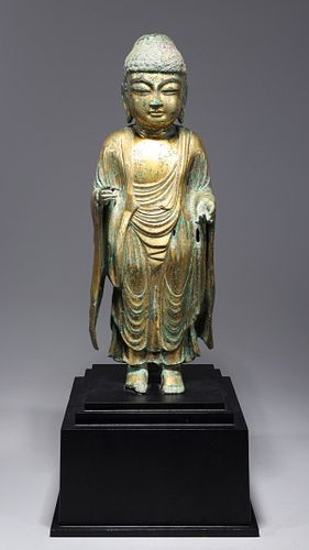 Chinese Gilt Bronze Standing Figure of Buddha