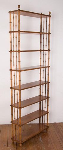 John Widdicomb Bamboo Style Walnut Bookshelf