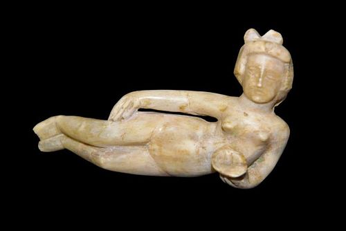 HELLENISTIC RECLINING ALABASTER FIGURE 3RD BC