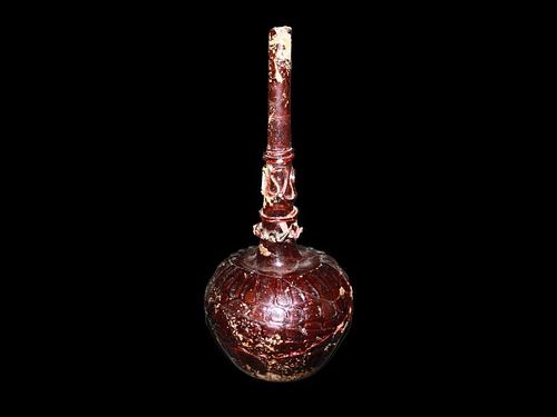 A RARE PURPLE VIOLET GLASS SPRINKER BOTTLE PERISA 10TH/12TH CENTURY