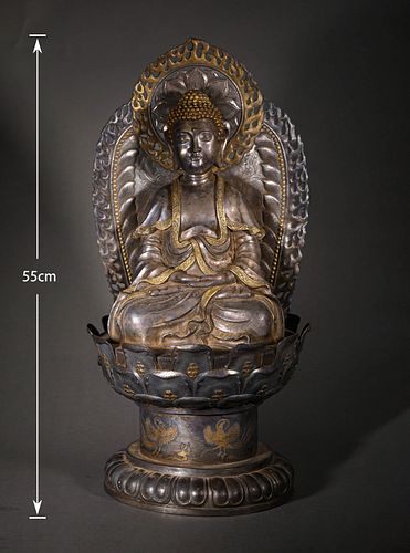 A Silver Seated Buddha Statue