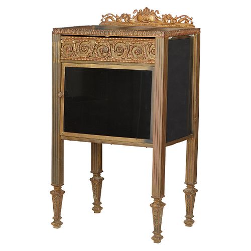 Neoclassical Style Metal and Glass Side Table