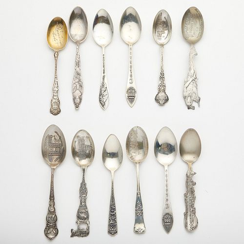 Grp: Sterling Silver US Souvenir Spoons