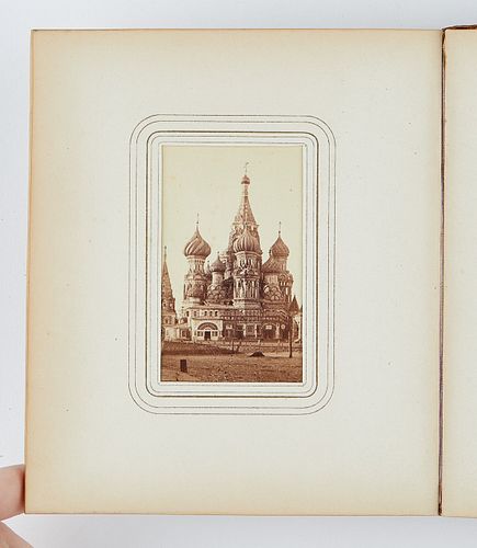 19th c. Russian Photo Album w/ Lacquer Cover