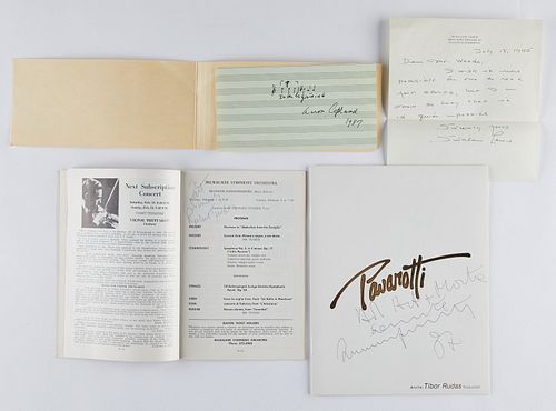 4 Autographs Lewis, Pavarotti, Copland, Taylor