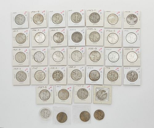 Grp: Walking Liberty Half Dollar Coins 1917-1947