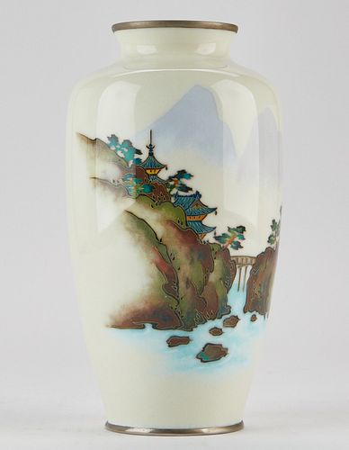 Japanese Cloisonne Vase w/ Waterfall