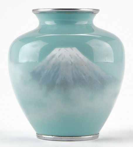 Small Japanese Cloisonne Vase w/ Mt. Fuji