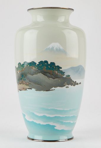 Ando Company Japanese Cloisonne Vase w/ Landscape