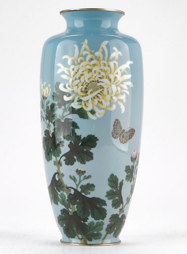Japanese Cloisonne Vase w/ Chrysanthemum