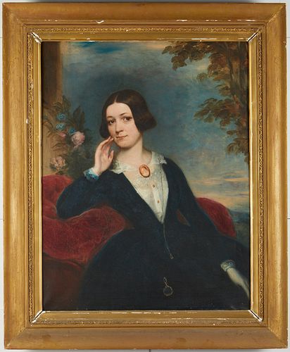 American School Portrait of a Girl Oil on Canvas