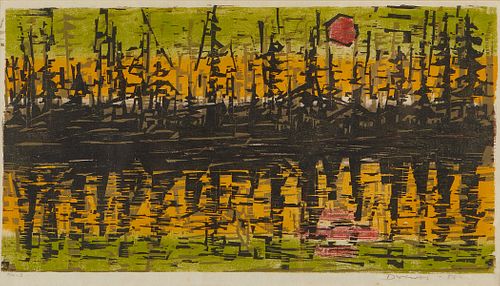 Werner Drewes "Shimmering Water" Woodcut