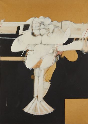 Ernest Trova Crucifix Oil on Canvas