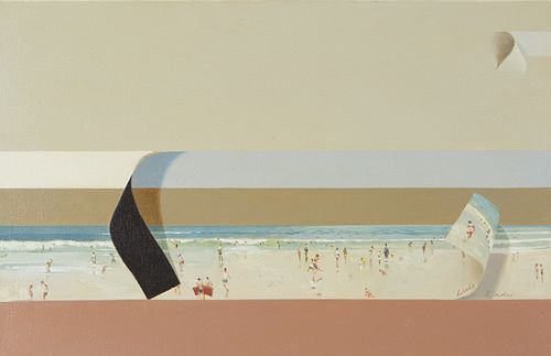 Luis Eades "On the Beach" Oil on Canvas