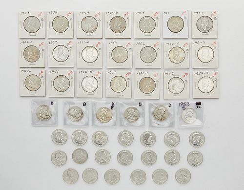 Grp: Franklin Half Dollar Coins 1949-1963