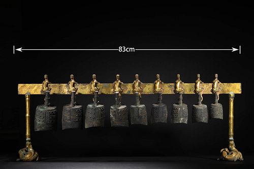 A Group of Nine Bronze Bells