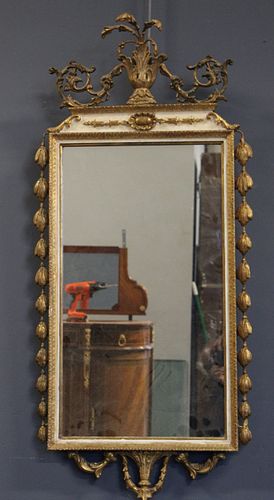 Antique Gilt And Paint Decorated Mirror With Urn