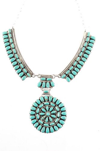 Navajo J. & Wilma Begay Silver Turquoise Necklace