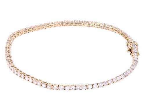 Brilliant 3.19 ct. Diamond 14k Gold Bracelet
