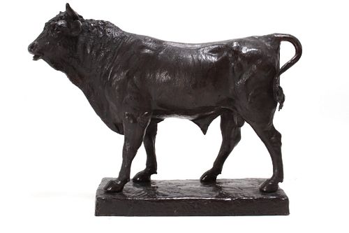 Original Western Bull Bronze Sculpture Large