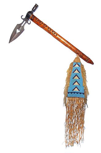 Circa 1880 Sioux Spontoon Pipe Tomahawk w/ Drop