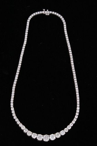 21.32 Carats Diamond 14k White Gold Necklace