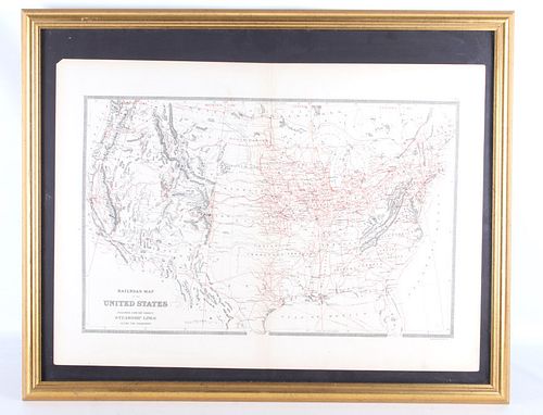 1889 Bradley & Brothers Railroad Map Of USA