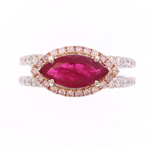 HANA Ruby & Rare Pink Diamond 18K Ring