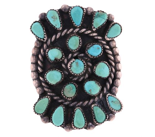 1940s Navajo Old Pawn Turquoise Point Ring
