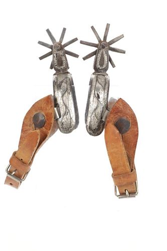 19th Century Vaquero Double Mounted Silver Spurs