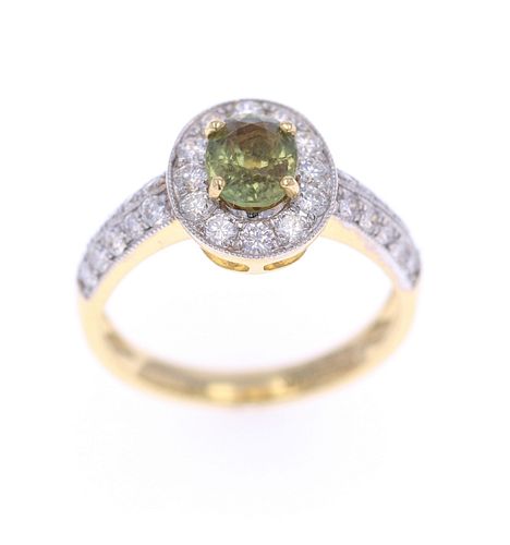 Color Changing Alexandrite Diamond & 18k Gold Ring