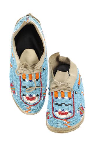 Montana Crow Fully Top Beaded Hard Soled Moccasins