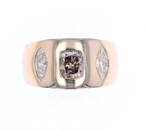 Fancy Brown Diamond & Diamond 1.97 Cts 14K Ring