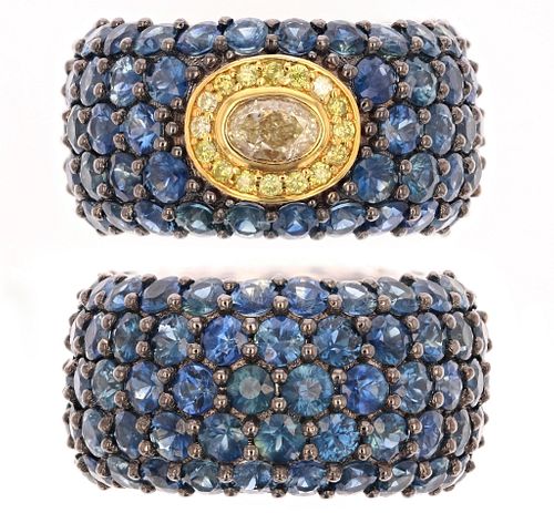 Designer Blue Sapphire & Fancy Yellow Diamond Ring